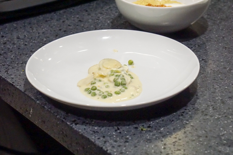 Food Fight YEG: Chef Chartrand's Plate 4: Jerusalem Artichokes, Peas, Fried Capers, Marscapone