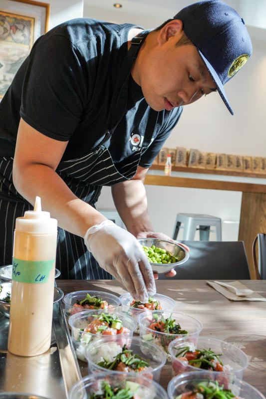 'Ono Poke Co: Chef Lawrence Hui Plating Tasting Bowls